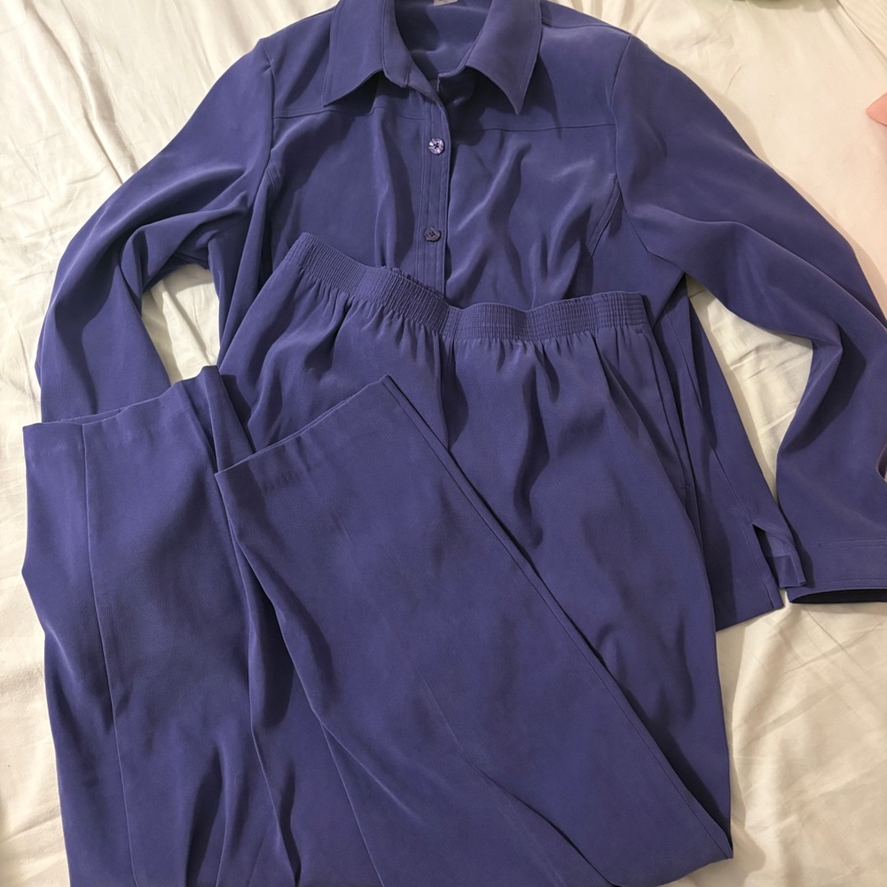 Vintage Alia Two Piece Purple Jacket and Pleated Pants Size 14